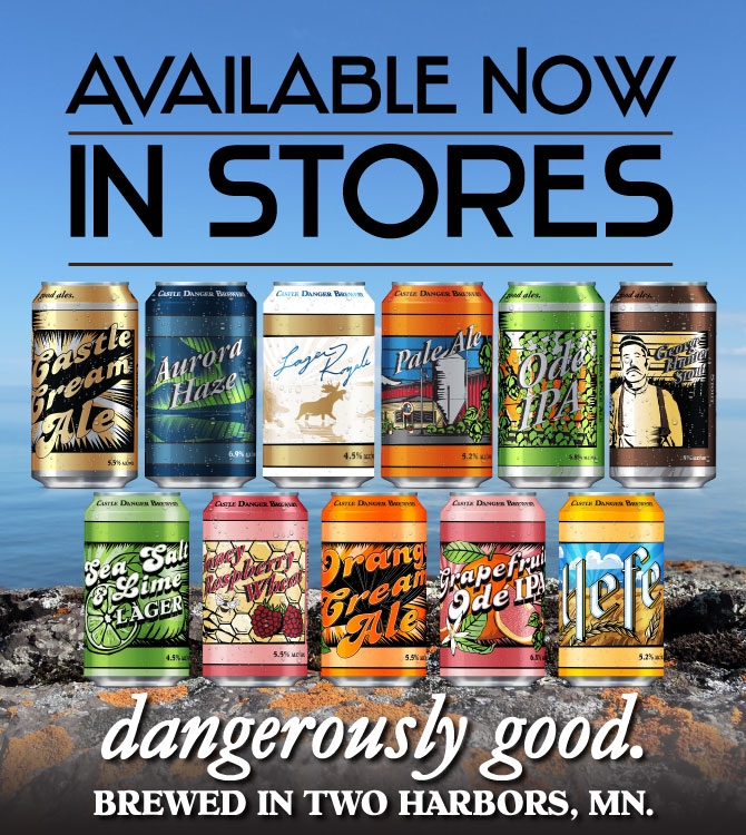 Available now in stores: Cream Ale, Aurora Haze, Lager Royale, Pale Ale, Ode iPA, George Hunter Stout, Sea Salt Lime Lager, Honey Raspberry Wheat, Orange Cream ALe, Grapefruit Ode IPA, and Hefe