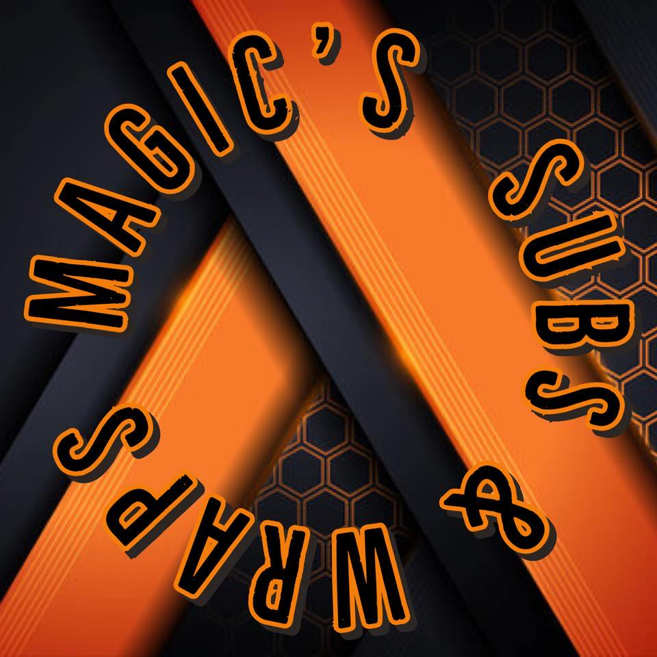 Magic's Wraps & Subs black and orange logo